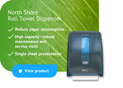 North Shore Paper Roll Towel - reduces consumption, single sheet towel system