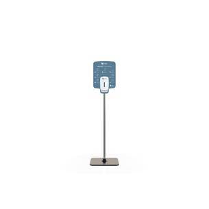 k-San Premium Hand Sanitiser Floor Stand with Backboard. Features printed hand sanitising instructions and is compatible with k-San Manual (WH1104), Elbow Operated (WH1129), and Automatic Touch-free (WH1105) dispensers.