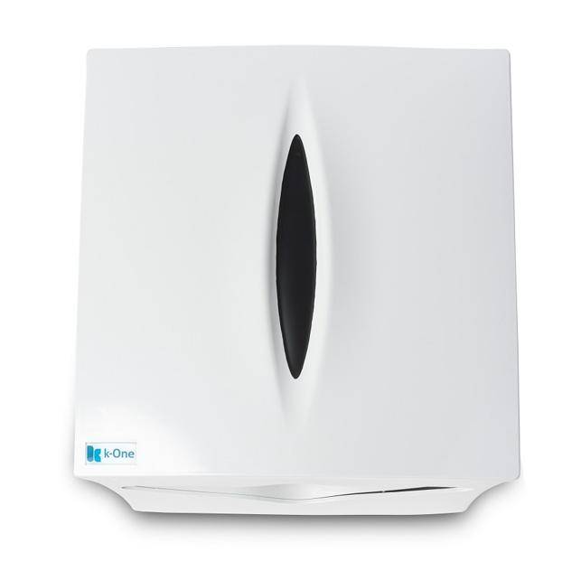 k-One Folded Hand Towel Dispenser. Compact and efficient solution for hand towels with a viewing window.
